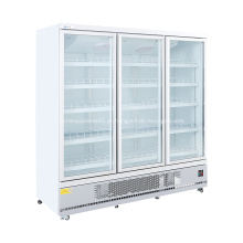 Refrigerador de supermercado vertical com porta de vidro, freezer, refrigerador de vitrine